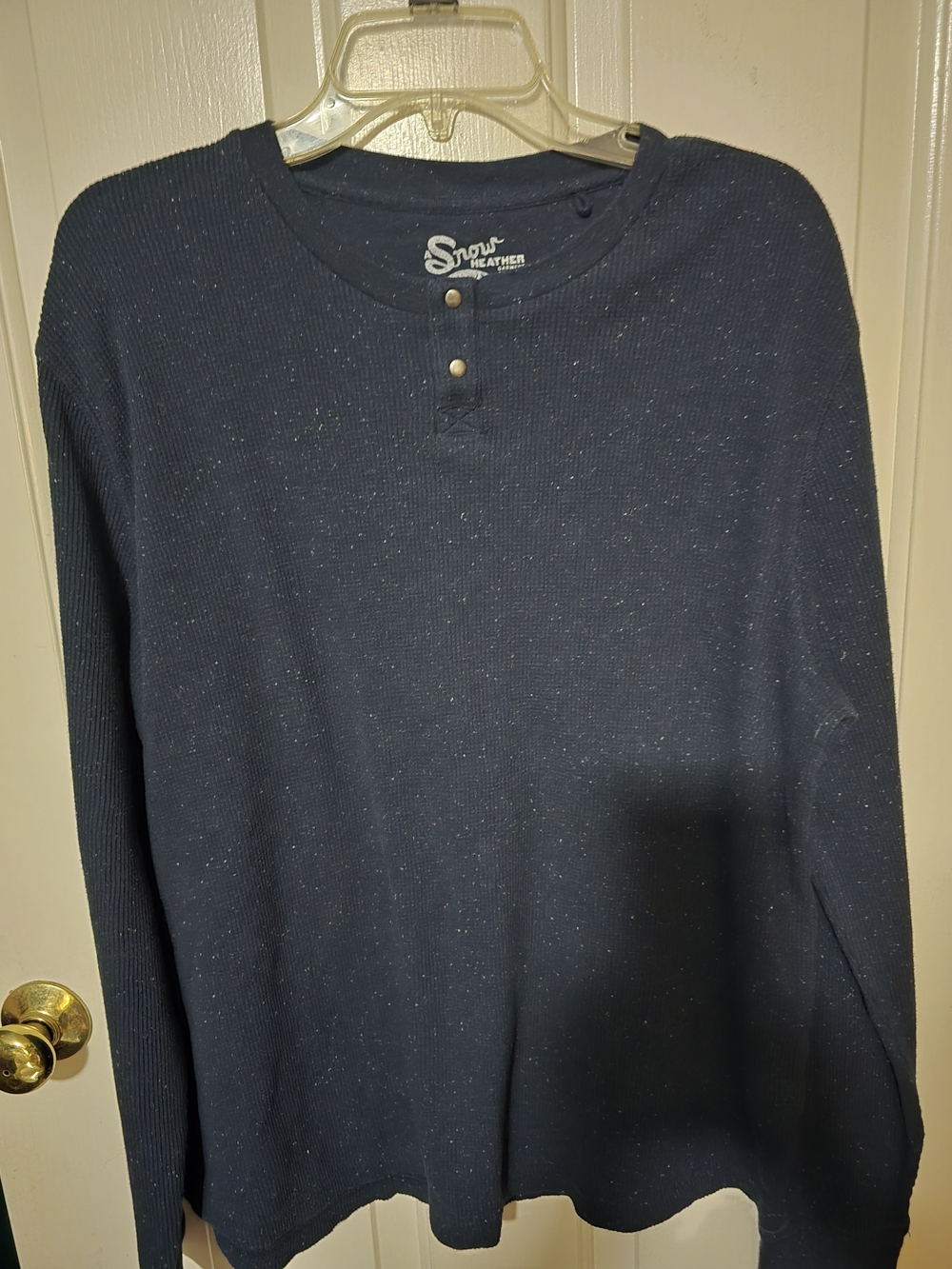 Lucky Brand Snow Heather Navy Henley Thermal Top Size XL